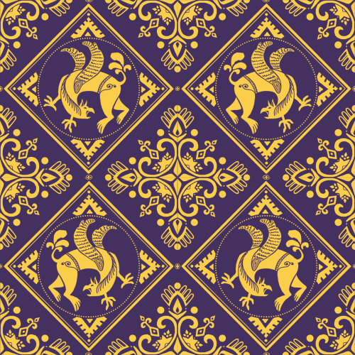 Byzantine silk pattern with gryphons