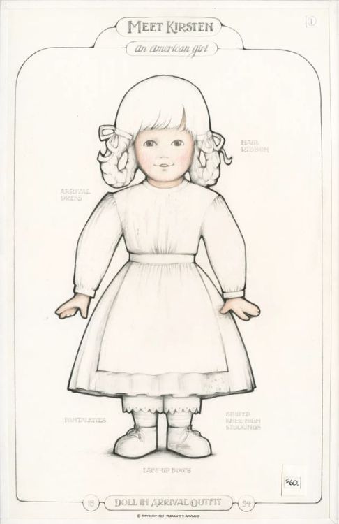 fyeahamericangirl:in-pleasant-company:Original Sketches of Kirsten, Samantha, and Molly dolls Intere