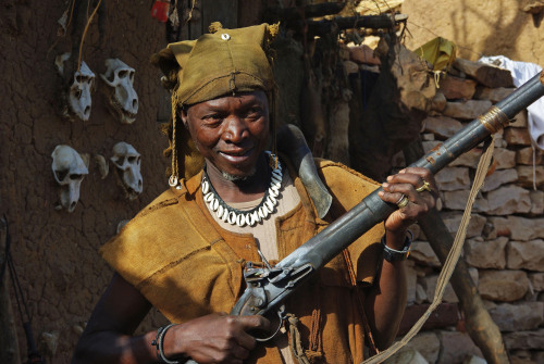 A Dogon hunter poses with his flintlock musket, Mali 2010