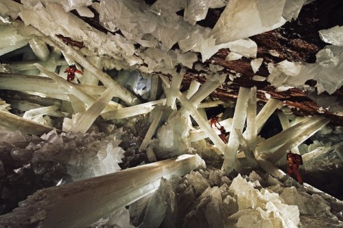 Cave of Crystals, Naica, Chihuahua, Mexico“Inside the cave, temperatures can reach up to 136°F, with