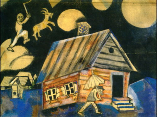 artist-chagall:Study for the painting Rain, 1911, Marc ChagallMedium: gouache,cardboard