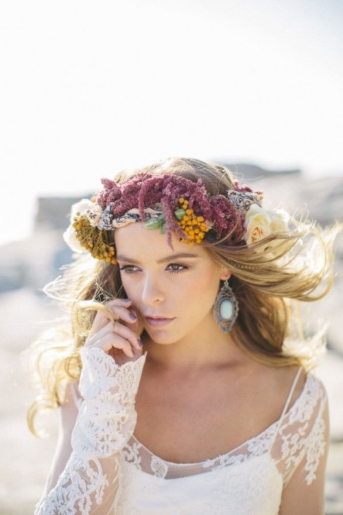 Statement Floral Crowns for Your Beach Wedding