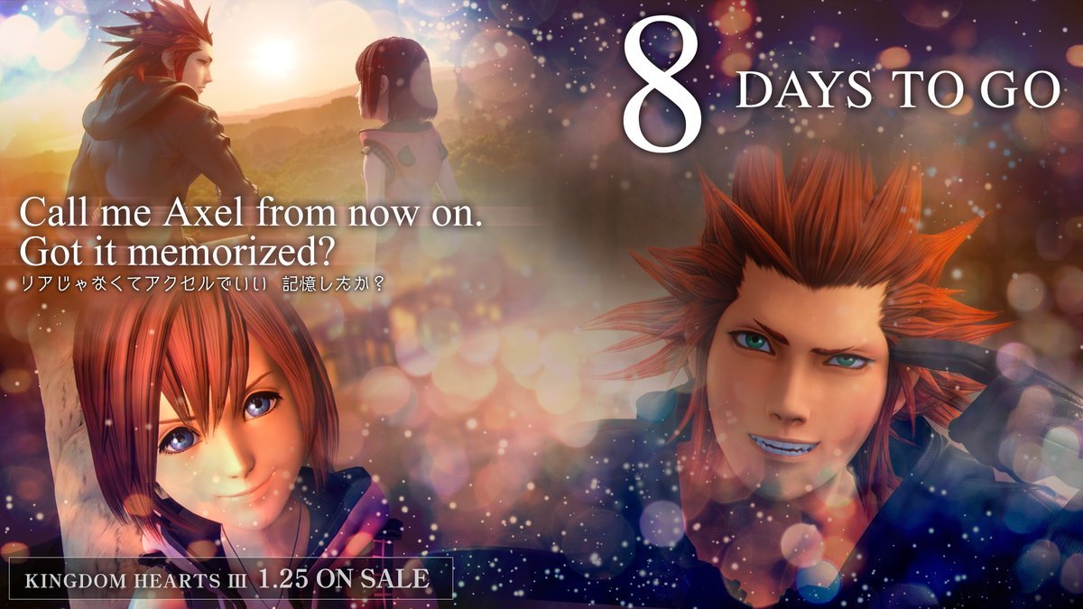 kh13:    Countdown post features Lea asking Kairi to call him “Axel”; 2-minute