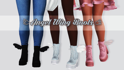 Angel Wing BootsThe “big” Simblreen gift this year, ta-da! They may look weird in CAS, but the