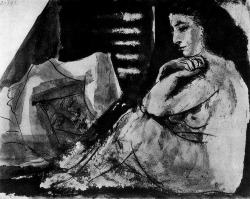 pablopicasso-art:  Sleeping man and sitting woman Pablo Picasso