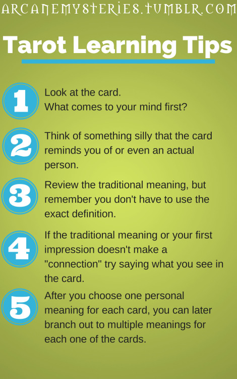 arcanemysteries: Tarot Learning Tips.