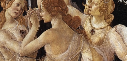 morisots:Primavera (details) by Sandro Botticelli (1445-1510), 1477-82, tempera on panel