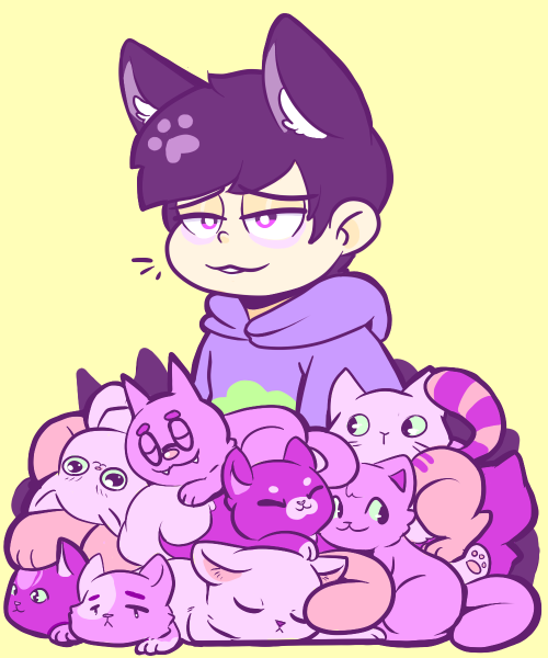 cleventine:A living trash bag in a pile of kitties