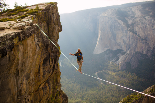 Michael Blackwill on a highline over Yosemite. I love making new friends in extreme places! 