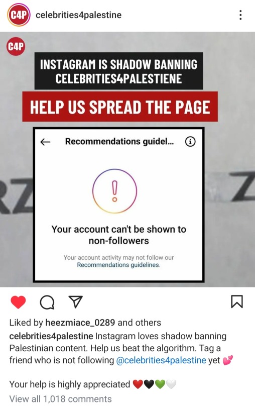 Instagram, Being A Zionist Lapdog They Are, Just Banned Another Pro Palestine Account. This Account Gives