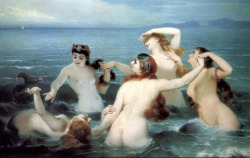artbeautypaintings:  Mermaids frolicking