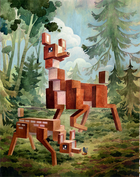 unknowneditors:  Paintings from the Pixel animal series, by Laura Bifano. Be sure