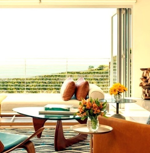 Living Room Open In Los AngelesMid-sized 1960s Open Concept Light Wood Floor And Beige Floor Living Room