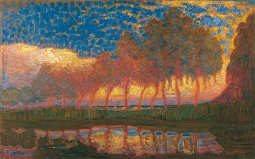 dappledwithshadow:Bomen aan het Gein, Piet Mondrian