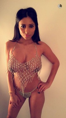 naughtyandsexycelebs:  Kayleigh Morris braless in a hot costume from Snapchat (01/25/2016)