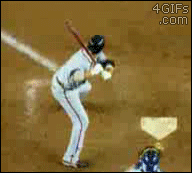 4gifs:  Baseball bat stands on end