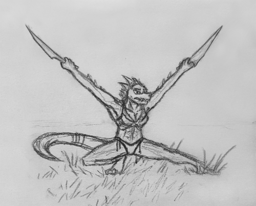 Lizard lady about to cut up someone real bad.