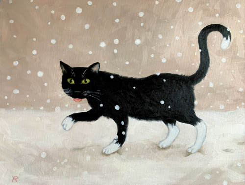 January Cat, oil on canvas - Arabella Proffer