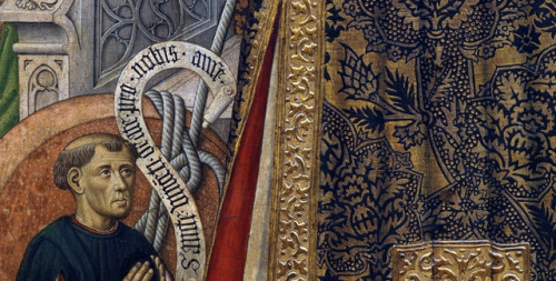 Tomás Giner - St. Vincent, Deacon and Martyr, with a Donor (c. 1462). Detail.