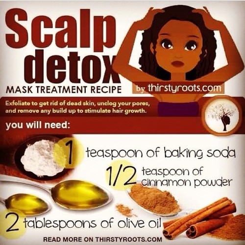 Hair tip! #2frochicks #Detox #Hairdetox #Scalp #ThirstyRoots #bakingsoda #cinnamon #oliveoil #exfoli