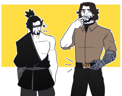 jn524:  Based on @melodiouswanderer ask! It was really funny so I just had to draw it out! (I’m sorry I do not have the patience for Hanzo’s tats)Bonus: