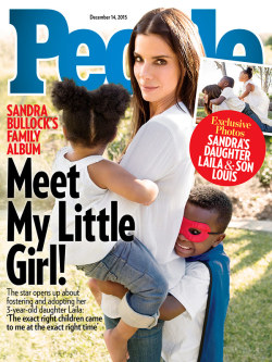 celebritygossipbyrangi:  Sandra Bullock has a new baby!!!She has adopted a daughter, 3½-year-old Laila (pronounced Lila), a little girl from Louisiana who had been in foster care.