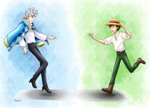lienzo-escarlata:Howl no Ugoku Shiro AU? HMC!AU para que no sea tan largo :’3Bueno, pienso en 