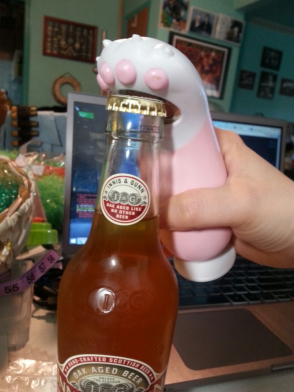 Gettin my drank on with my my new cute as fuck bottle opener. Not a lick of shame.