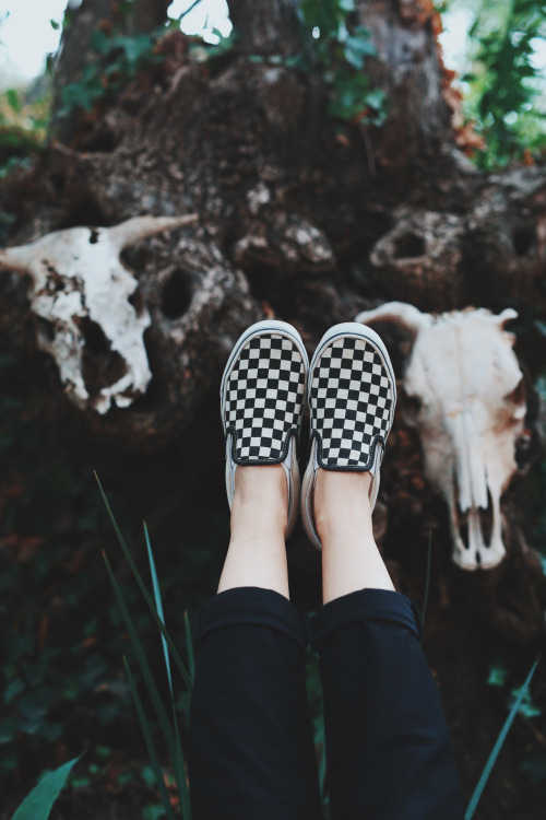 vans:Get lost in the Checkerboard Slip-On.