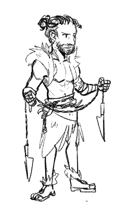 oh i never posted forge au warly’s full body are those knives attached to the end of the chains? yes