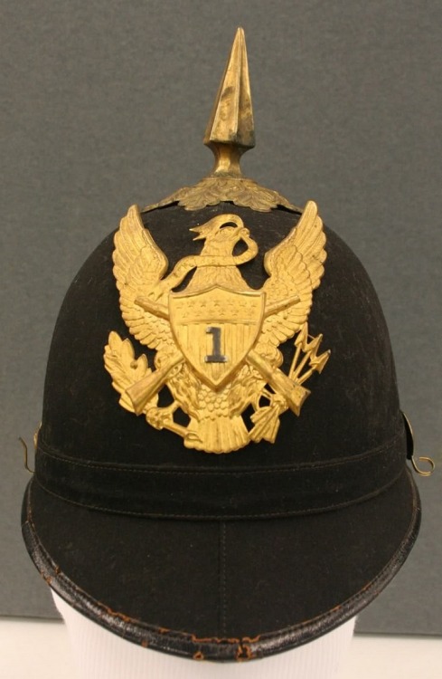 The pickelhaube, literally “spiked bonnet,” was originally designed for use in the Pruss