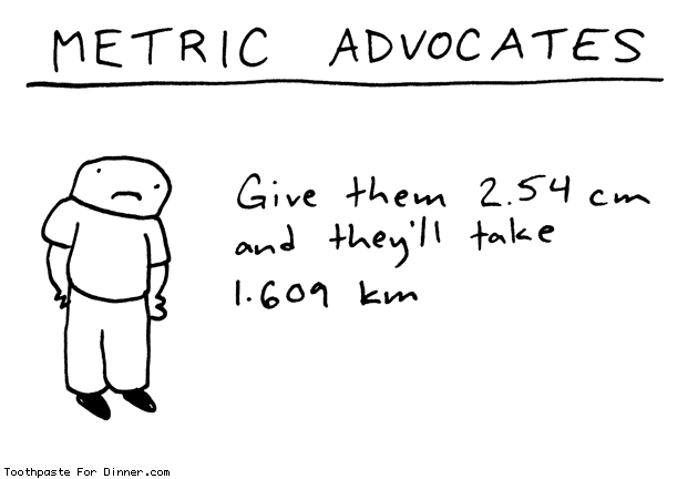 toothpastecomics: Metric advocates. From Toothpaste For Dinner.