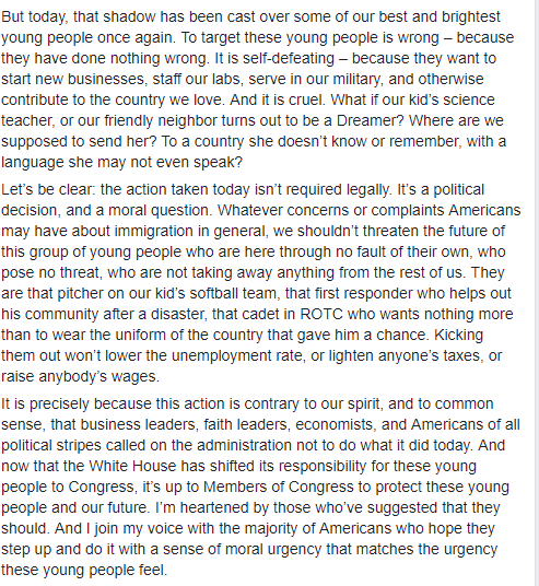 liberalsarecool:justinspoliticalcorner:Former President Barack Obama speaking out on Facebook regard