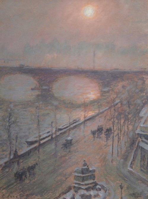 thunderstruck9: Emile Claus (Belgian, 1849-1924), Vue de Londres [View of London]. Pastel on paper, 34 x 26 cm.