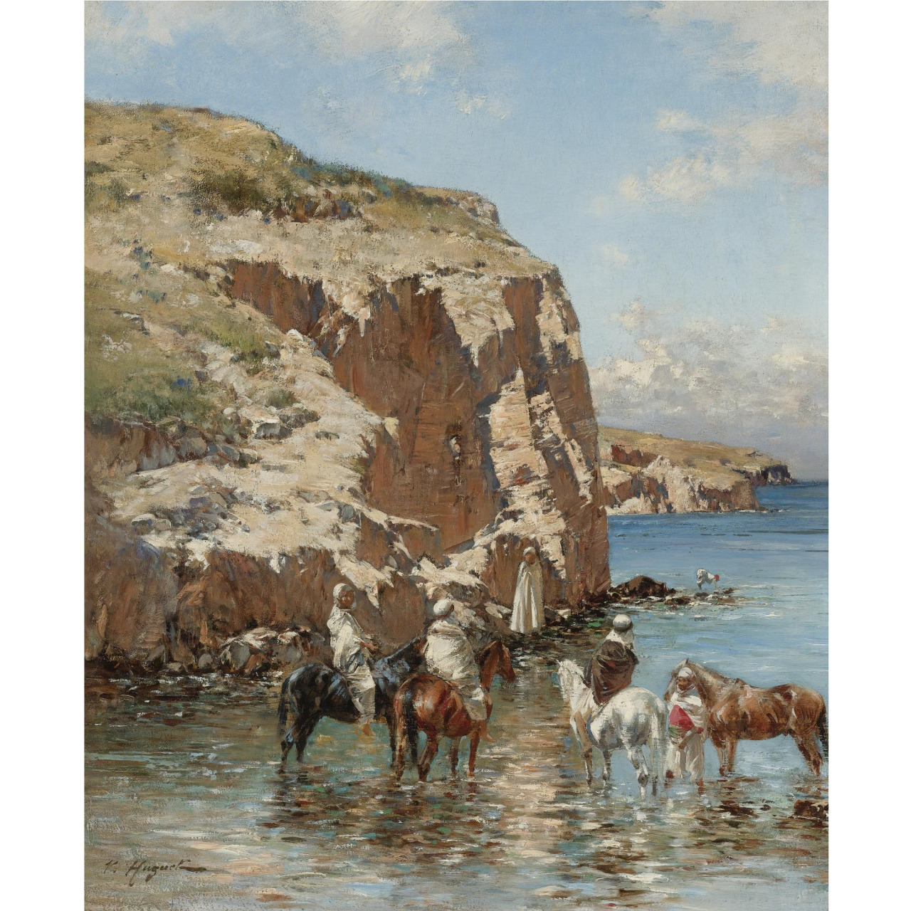 Victor-Pierre Huguet
REST AT THE WATER’S EDGE
signed V. Huguet (lower left)
oil on panel
18 by 14 ¾ in.
45.7 by 37.5 cm