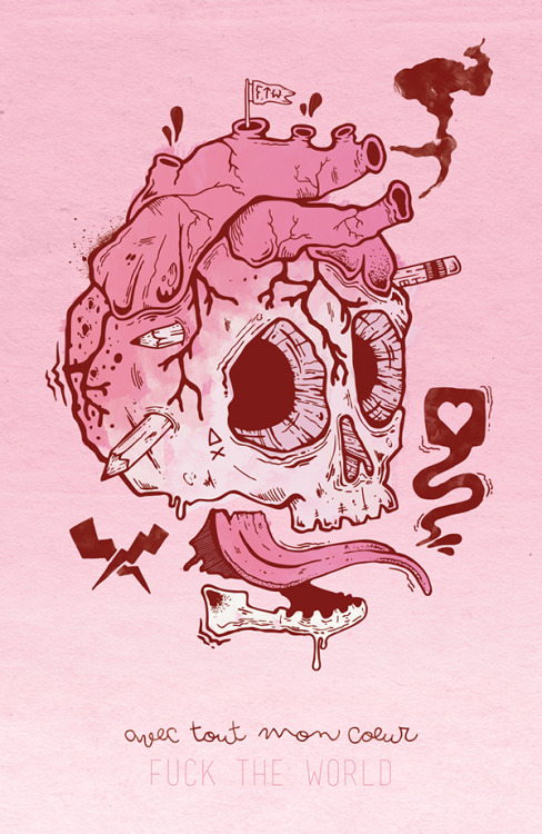 obsessedwithskulls:  Unknown artist, but pretty sweet image!