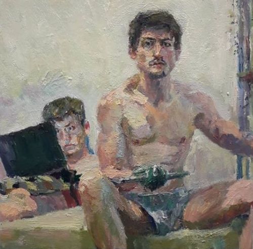 grundoonmgnx:Sebastian Haquin (Australian, b. 1991), In the Bed of Good Health, 2018  Oil on linen, 44 x 44 cm 