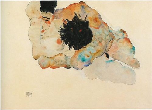 blue-voids:Egon Schiele - Study of a Couple, 1912