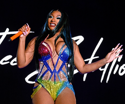 MEGAN THEE STALLION performing onstage at Beale Street Music Festival in Memphis, Tennessee (May 1, 