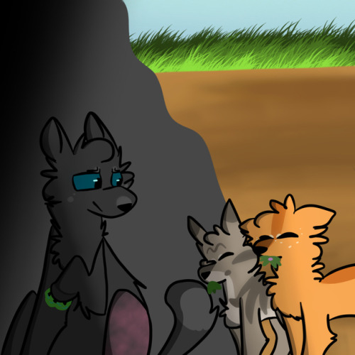 thunderclanrepresent:Squirrelpaw helping Leafpaw and Cinderpelt with med cat stuff!! ~Mod Cinder{Do 