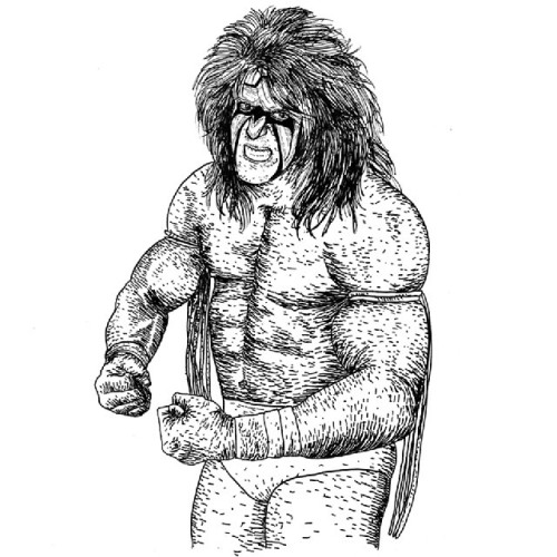James “Ultimate Warrior” Hellwig (June 16, 1959 – April 8, 2014) Artwork via adamvillacin