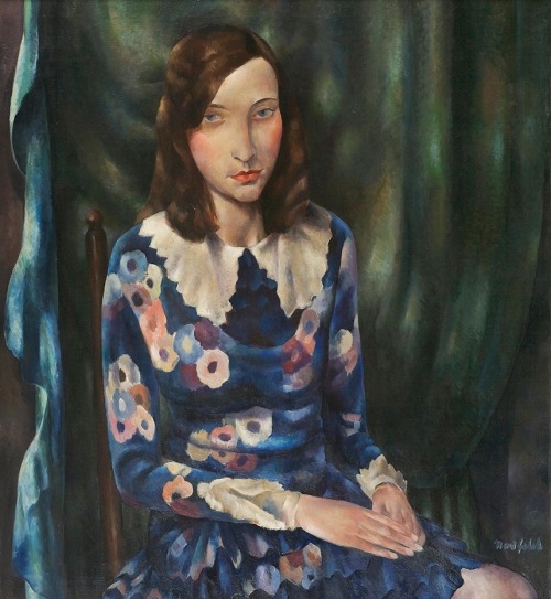 Girl in Blue Dress    -     Bror Julius Olsson Nordfeldt Swedish-American ,  1878-1955Oil on canvas,