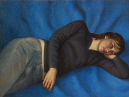 Donna sdraiata , Woman Lying   -   Aurelio Bulzatti ,2006Italian, b.1954Oil on canvas, 90 x 110 cm.