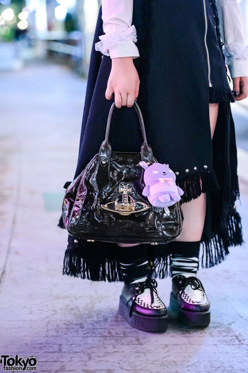 20-year-old friends Miu and Miuchan on Cat Street in Harajuku wearing dark fashion including a chain