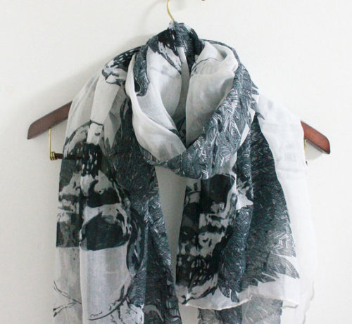 somethingmore999:  Skull Scarfs  Skull Infinity Scarf - Multi Colors Black and White Skull Scarf  Grey Skull Scary Skull Pattern Skull With Tree Scarf   