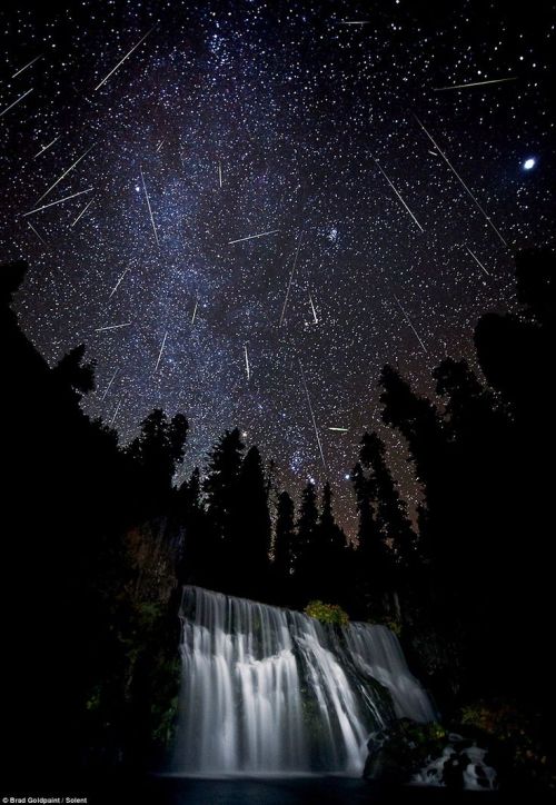 just–space:Meteorite Shower Over McCloud Falls, Californiajs