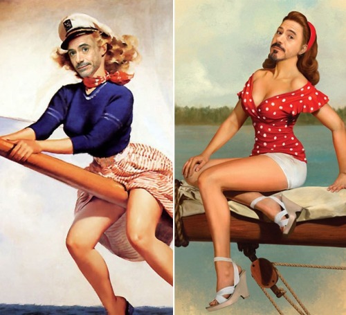 schizo-drummer-boy:  molten-heart:  saving-sgtbarnes:  SO SOME GUY HAS BEEN PHOTOSHOPPING RDJ’S FACE ON PINUP GIRLS FOR A FEW YEARS AND ITS THE MOST IMPORTANT THING EVER WOW I AM SO DONE IM LOGGING OFF BYE WORLD  c0mmandercat how can I not reblog this