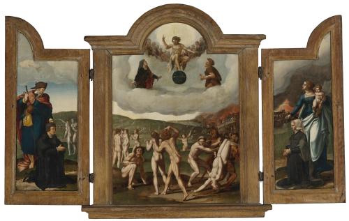 Northern Netherlandish School, The Last Judgment: A Triptych, c. 1540. Oil on panel and original fra