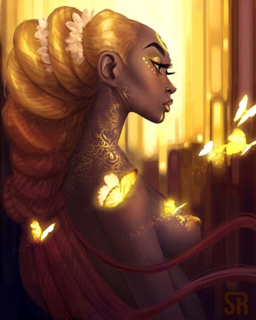 golden Melanesian #blond #black #butterfly #instaart #instaartist #colorful #melanesia #blackgirlmag