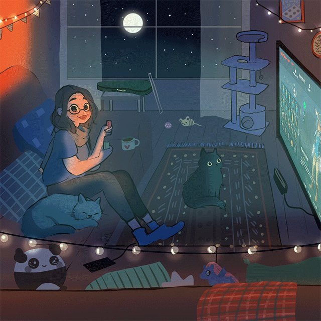 debbie-sketch:  Room commission. What a cozy place to play Breath of the Wild &lt;3